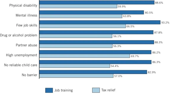 Figure 2b: Percent of U.S. General Public Sample Supporting Job Training and Tax Relief by Barrier Type, 2002