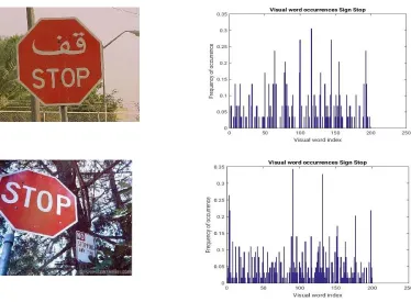 Figure 5: Histogram of visual words occurrences on stop sign images
