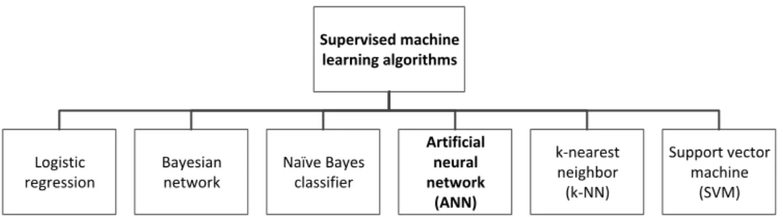 Figure 1.1: Common types of the supervised machine learning algorithms.