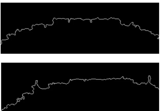Figure 4 . FSAS-determined perimeters of the upper portion of the two characters shown in Figure 1