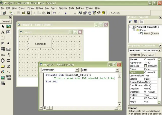 Figure 1 A screen shot of Microsoft Visual Basic 6 Integrated Development Environment