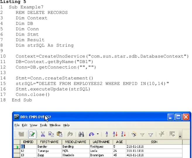 Illustration 4: Table after record deletion