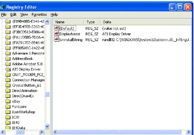 Figure 7.3: Uninstall subkey values contain a list of software installed on a system. 