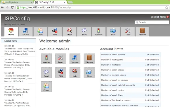 Figure 11. Admin dashboard after login. 