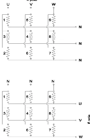 Figure 3b.  Voltage vector pattern for 4-pole connection 