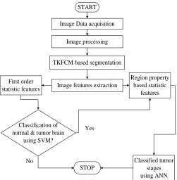Figure 3: The methodology with their step by step description to implement the proposed hybridization of SVM & ANN algorithms in the filed tumor classification