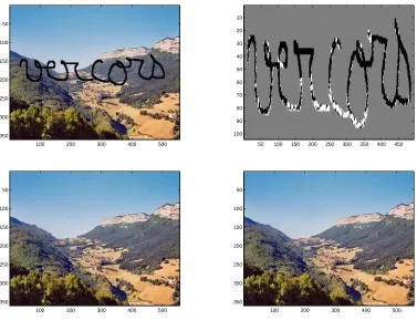 Figure 1. Top: Noisy image (left); Identiﬁed missing edges (in white) by the topologicalgradient algorithm (right)