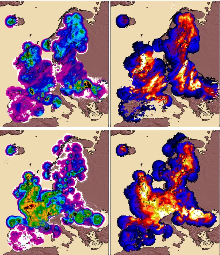 Fig. 7.  Same as Fig. 6 but for September 2012 (top) and December 2012 (bottom). 