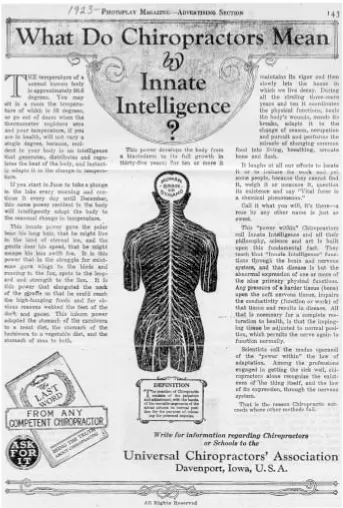 Figure 5A 1923 advertisement from Photoplay magazine features Innate Intelligence.