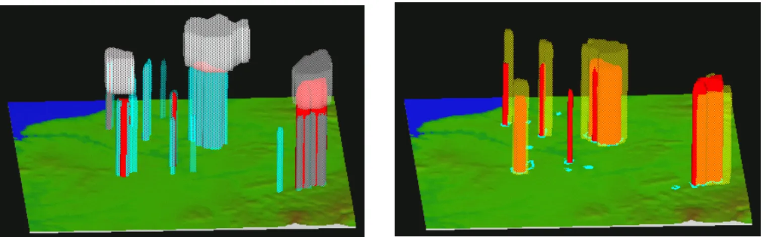 Fig. 7 right shows the same situation except that  here lightning volumes are displayed instead of 