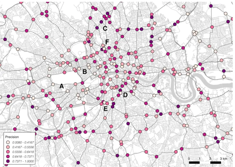 Fig 3. Spatial variation by junction in model precision.