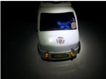Fig 7: Vehicle in the dark with High Beam lights on and Low Beam off. 