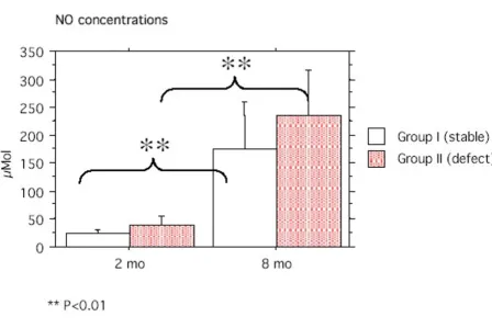 Figure 2Graph with NO concentrations and indication of statistical significancesGraph with NO concentrations and indication of statistical significances