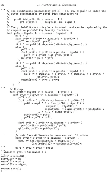 Fig. 8. C++-code for the Mixture of Gaussians example (continued).