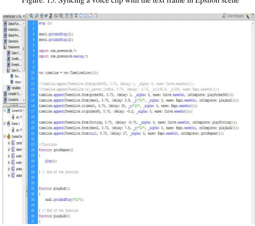 Figure. 14. Adding ActionScript into a scene in Flash CS6 