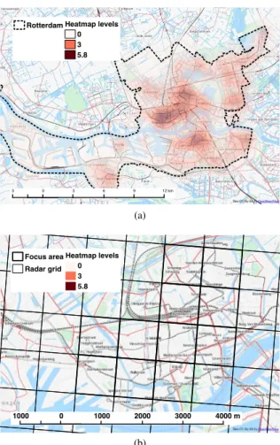 Fig. 7. Heatmap of 21577 rainfall-related complaints between 2004 and 2001in Rotterdam