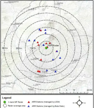Figure 2. The study area with a rainfall monitoring network  in Mt. Merapi region 