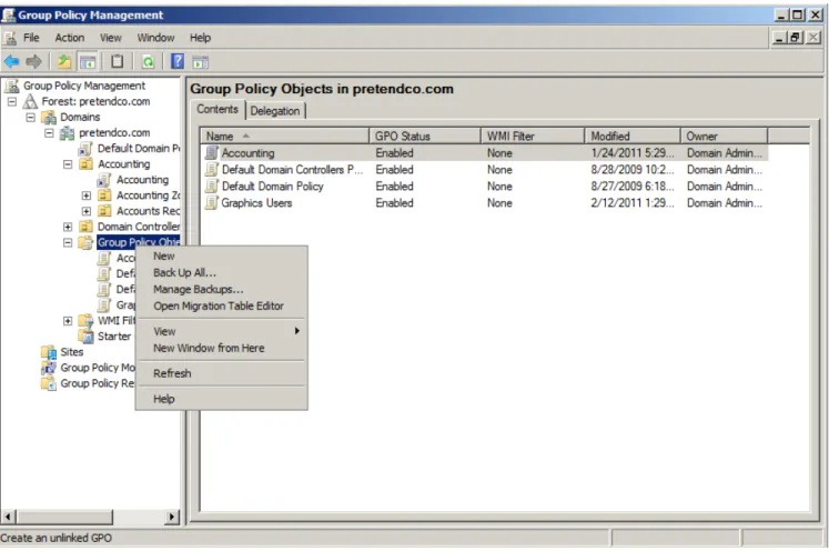 Figure 3 – Creating Group Policy Objects 
