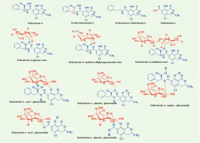 Figure 4 The structures of ochratoxin A, its metabolites, and processing by-products (45, 91)