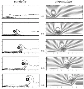 Figure 4: Time evolution of vorticity and stream-function fields;0