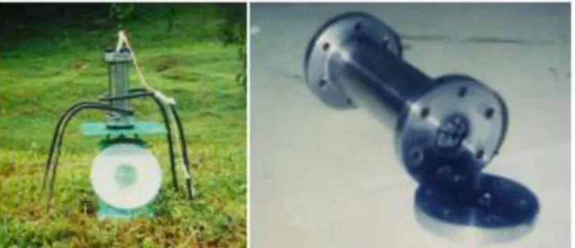 Figure 13  Simple thrust measurement apparatus with weighting machine (left) and rocket motor after firing test (right)  10