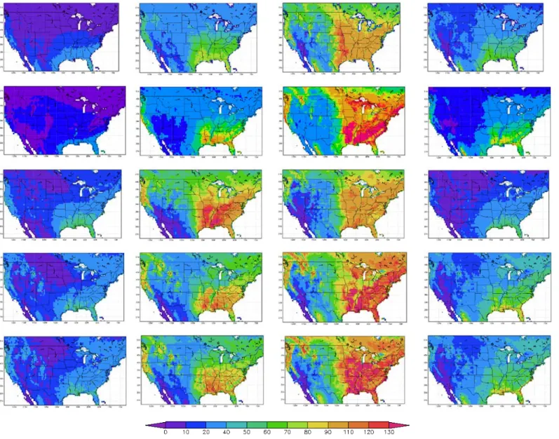 Figure 3:Intercomparison of seasonally-averaged Qle for the period Jan 2002-Dec 2008 over the NLDAS domain from five sources:  gridded 830 