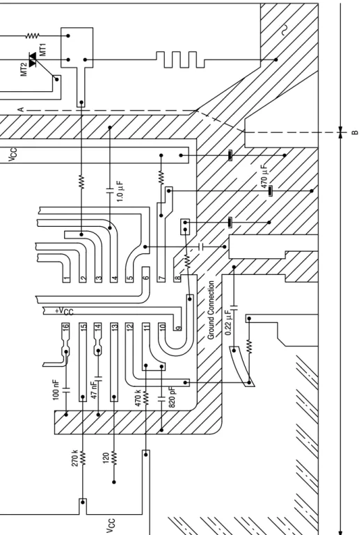 Figure 5. PC Board Layout270k120100nF47nF470k820pF161514131211109123456781.0μFV CCA BMT2MT1470μF+VCCVCC0.22μFGround Connection