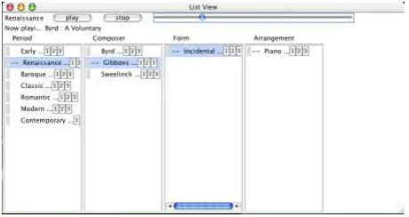 Figure 1: Spatial multicolumn view for classical music slice
