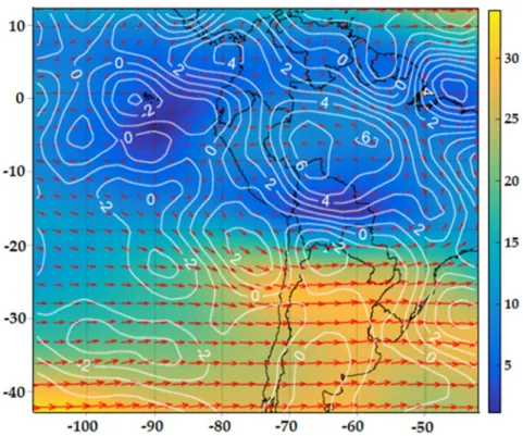 Figure 10. Average geopotential height of 200 hPa of the rainy period from 1981 to 2017 (a) and the  40 extreme rainfall events (b) considered in m
