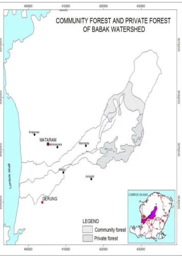 Figure 1. Community forest and private forest in Babak watershed