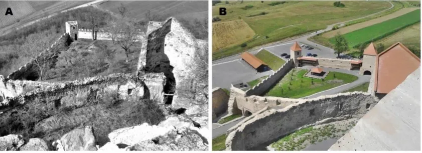 Figure 5: View over The Lower Fortress, A – before and B – after rehabilitation 