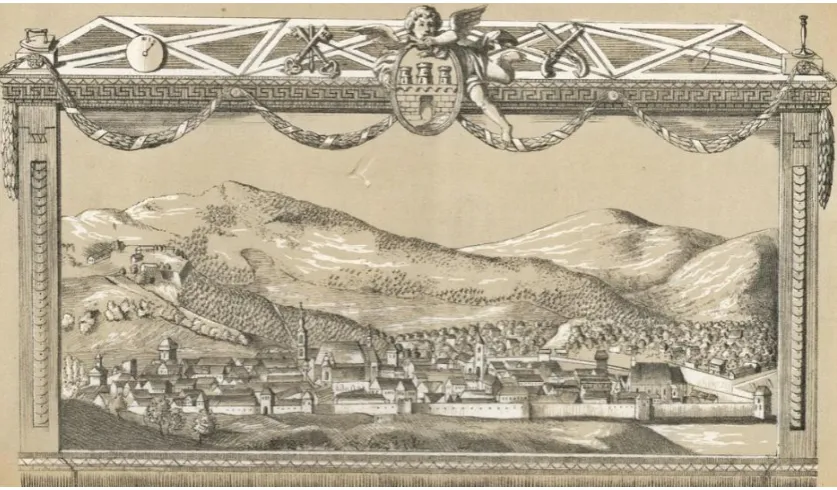 Figure 7: Digital Redrawing of Simon’s 1798 engraving of Cluj-Napoca 