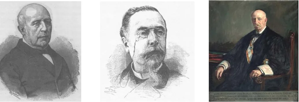 Fig. 11. Rafael Martínez-Molina (1816-1888), Aureliano Maestre de San Juan-Muñoz (1828-1890) and Eduardo García-Solá (1845-1922)