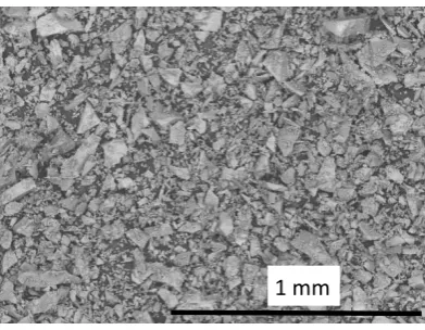 Fig. 1 Irregular shaped particles of bioactive glass powder used for laser cladding. 