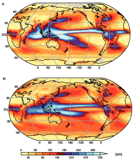 Figure 2.2: Observed and simulated mean annual precipitation (1980 to 1999).