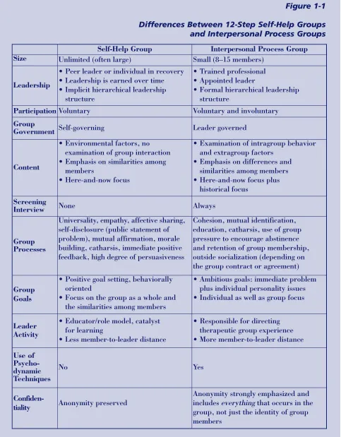 Figure 1-1 Differences Between 12-Step Self-Help Groups 