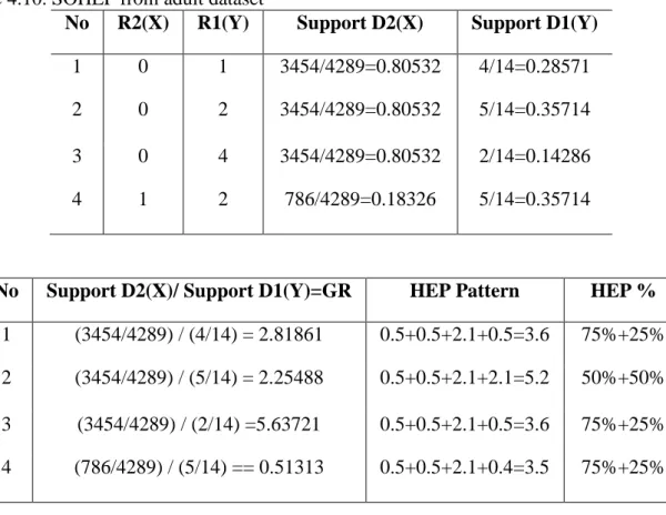 Table 4.10. SOHEP from adult dataset 