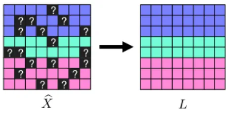 Figure 2: L is a low rank completion of p X.