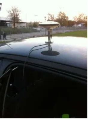 Figure 2.15 Surveyed equipment to determine the position of the reference point on the top of the car 
