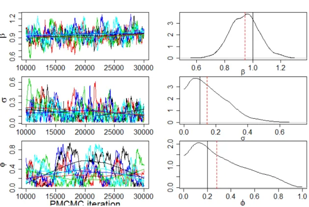 Figure 3.3: The Diagnostic Plots for the PMCMC Algorithm