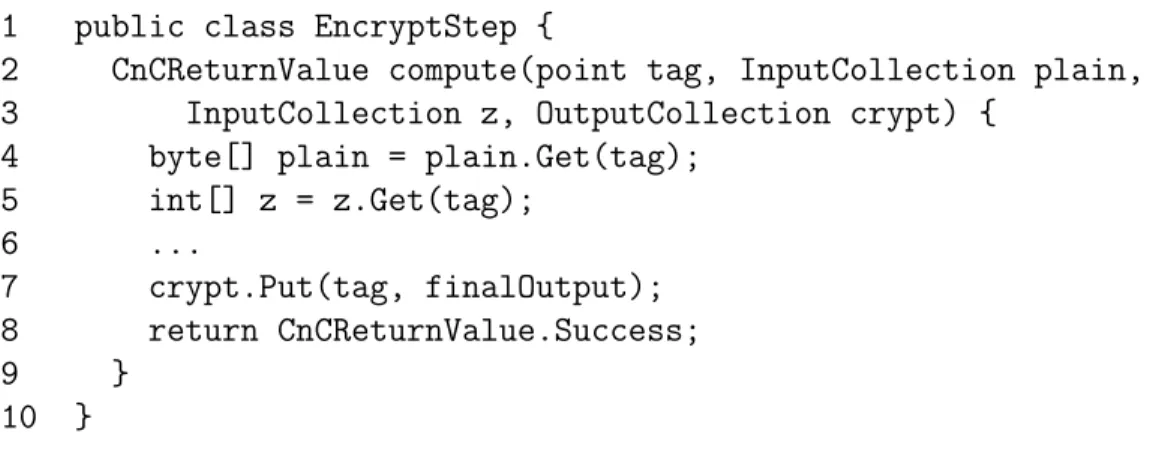 Figure 4.4 : Example of a computation step definition in the Crypt application
