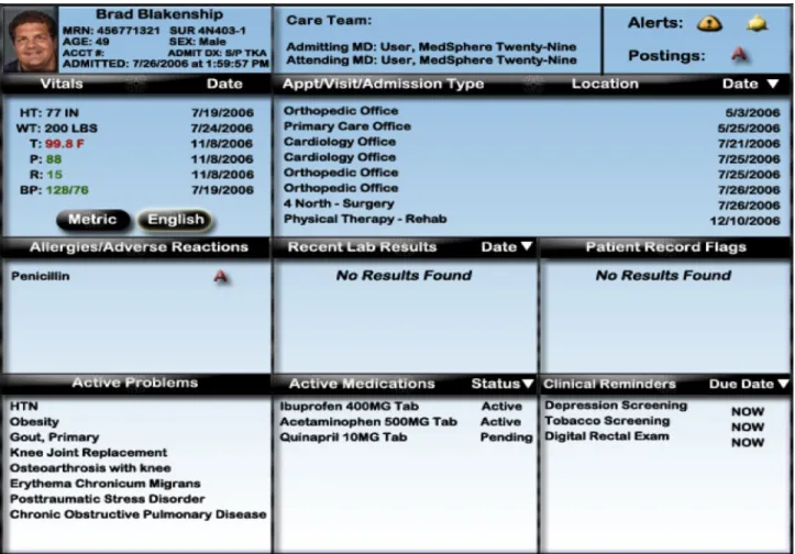 Figure 2: Prototype of Improved Patient Summary Screen 