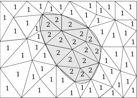 Figure 3.2 shows an example. In this case two rock types white and gray can be found in the domain