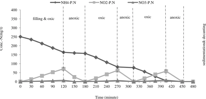 Fig. 2- Side stream partial nitrification results after steady state conditions 
