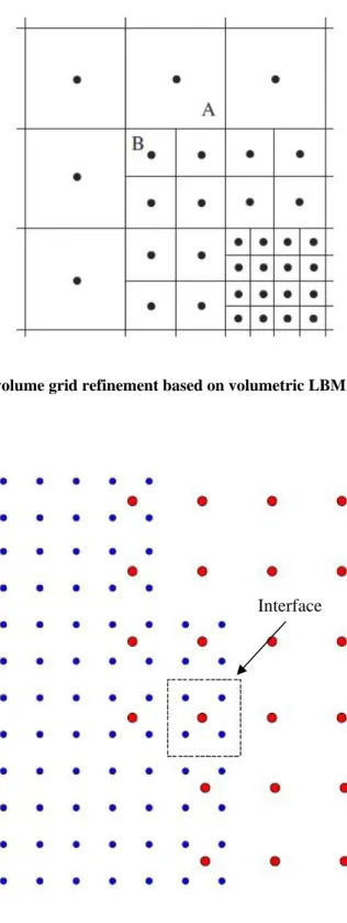 Figure 2.3 Finite-volume grid refinement based on volumetric LBM (Rohde et al. 2006) 
