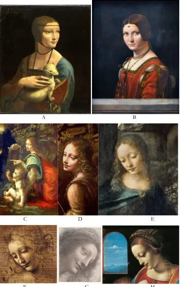 Fig. 4. Leonardo’s Mona Lisa precursors: A, Lady with the Ermine (1490); B, La Belle Ferronniere (1490); C-