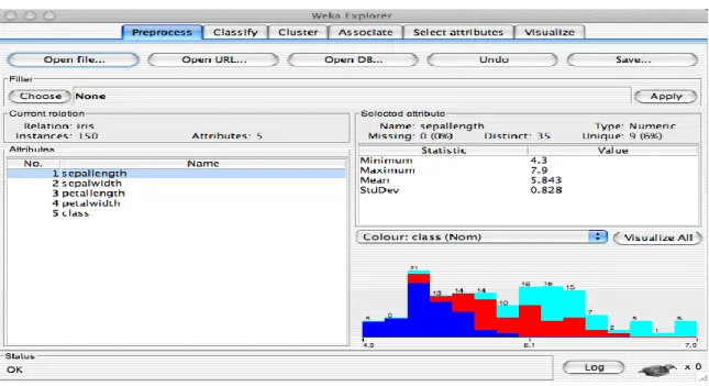 Figure 14 Weka Explorer, https://www.cs.waikato.ac.nz/~ml/weka/gui_explorer.html 