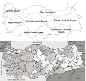 Fig. 1. Distribution of the genus Agathis throughout Turkey (See table 1 for location numbering).