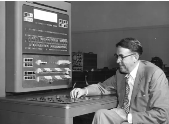 Figure 2.3: Arthur Samuel plays checkers with an IBM 704 computer in Poughkeepsie, New York