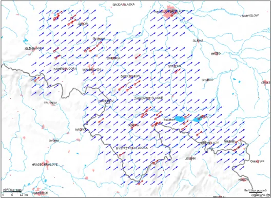 Figure 8:  GEOSUD network, displacement field in ITRF 2000 